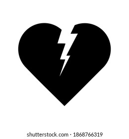 heartbreak , broken heart or divorce flat vector icon for apps and websites