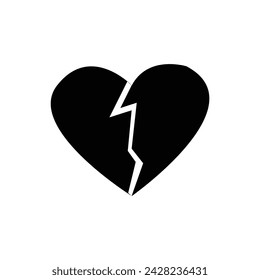 Heartbreak - broken heart or divorce flat icon for apps and websites. Vector illustration. Eps file 398.