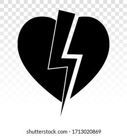 Heartbreak / broken heart or divorce vector flat icon for apps and websites on a transparent background