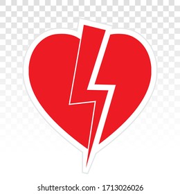 Heartbreak / broken heart or divorce vector flat icon for apps and websites on a transparent background - Powered by Shutterstock - Get 15% off with code: PIKWIZARD15