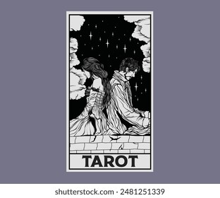HeartBreak Couple artwork for tarot Vector Illustration