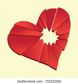 heartbreak flat icon for broken heart concept, vector illustration 
