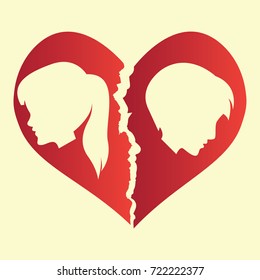 Heartbreak Flat Icon For Broken Heart Concept, Vector Illustration 