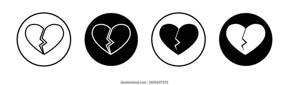 Conjunto de iconos de línea plana Heartbreak. Vector de ilustración de línea delgada