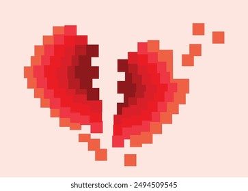 Heartbreak glitch and pixels illustration