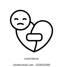heartbreak icon. Line Art Style Design Isolated On White Background