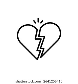 Heartbreak icon outline set sign