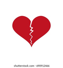 Heartbreak icon. Red break heart or divorce template for mobile and web apps. Vector illustration