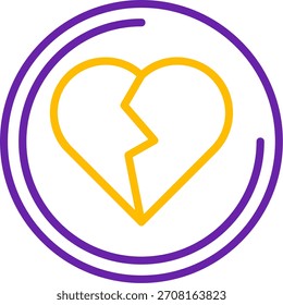 Heartbreak Line Two Color Vector Icon Design