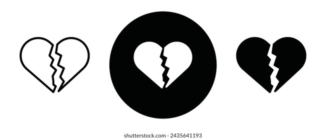 Heartbreak outline icon collection or set. Heartbreak Thin vector line art