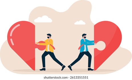 Heartbreak puzzle. vector illustrator, business concept

