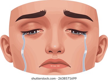Heartbreak and Sorrow A Digital Illustration of a Weeping Woman's Face