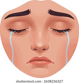 Heartbreak, Sorrow, and Sadness A Woman's Weeping Face Illustration