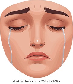 Heartbreak and Sorrow A Woman's Weeping Face Illustration