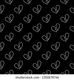 Heartbreak vector concept dark seamless pattern in outline style