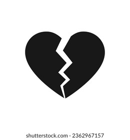 Heartbreak vector icon. Broken heart or divorce flat vector icon for apps and websites