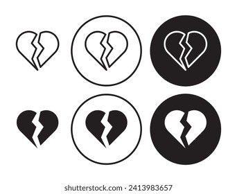 Heartbreak Vector Illustration Set. Break up heartbroken sign suitable for apps and websites UI design style.