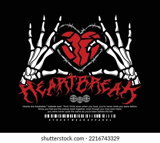 heartbreak vintage graphic design for creative clothing, for streetwear and urban style t-shirts design, hoodies, etc.