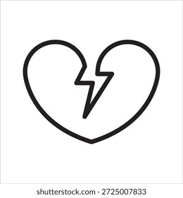 Icono de línea simple de rompimiento de corazón