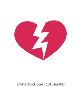 heartbroken or broken heart sign, love icon