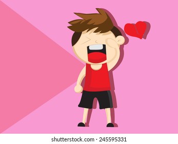 heartbroken cartoon boy in valentines day 