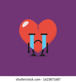 Heartbroken characters emoji. Funny cartoon emoticon