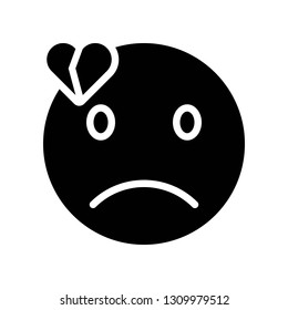 Heartbroken face vector illustration, Isolated solid design icon
