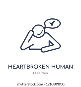 heartbroken human icon. heartbroken human linear symbol design from Feelings collection. Simple outline element vector illustration on white background.