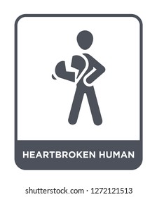 heartbroken human icon vector on white background, heartbroken human trendy filled icons from Feelings collection, heartbroken human simple element illustration