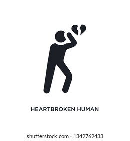 heartbroken human isolated icon. simple element illustration from feelings concept icons. heartbroken human editable logo sign symbol design on white background. can be use for web and mobile