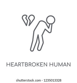 heartbroken human linear icon. Modern outline heartbroken human logo concept on white background from Feelings collection. Suitable for use on web apps, mobile apps and print media.