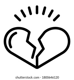 Icono descorazonado. Icono de vector roto de corazón de contorno para diseño web aislado en fondo blanco