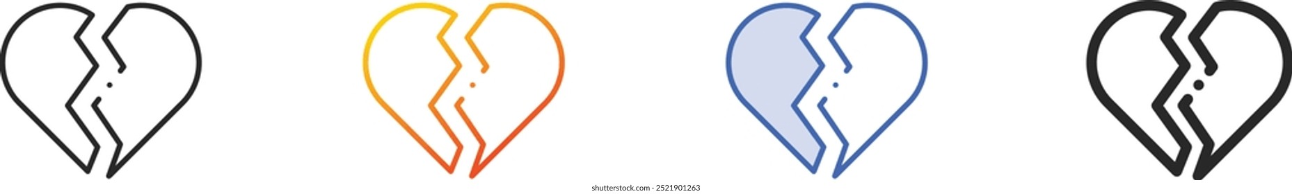 heartbroken icon.Thin Linear, Gradient, Blue Stroke and bold Style Design Isolated On White Background