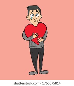 heartbroken person vector design. hand drawn