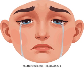 Heartbroken Woman Crying Face Illustration