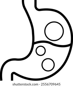 Heartburn black glyph icon. Stomach ache. Food poisoning. Gastrointestinal problem. Inflammation in organ. Silhouette symbol space. Gastritis and acid reflux, indigestion and stomach pain problems.