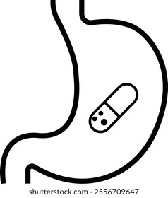 Heartburn black glyph icon. Stomach ache. Food poisoning. Gastrointestinal problem. Inflammation in organ. Silhouette symbol space. Gastritis and acid reflux, indigestion and stomach pain problems.