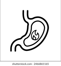 heartburn, burning in the stomach - vector icon	
