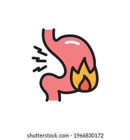 Heartburn color line icon. Isolated vector element. Outline pictogram for web page, mobile app, promo