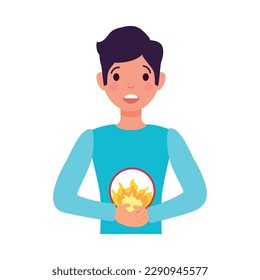 Heartburn gastritis symptom flat vector illustration