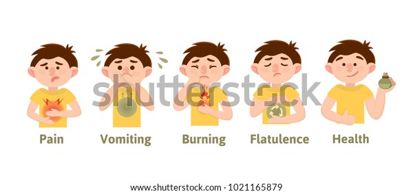 Heartburn Heaviness Belching Nausea Flatulence Bloating 库存矢量图 免版税 1021165879