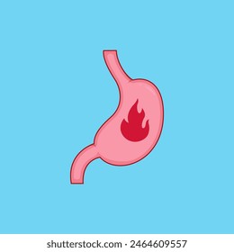 heartburn or indigestion burning feeling stomach cartoon vector illustration