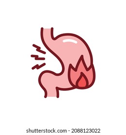 Heartburn Line Icon. Isolated Vector Element.