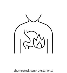 Heartburn сolor line icon. Pictogram for web page, mobile app, promo. UI UX GUI design element. Editable stroke.