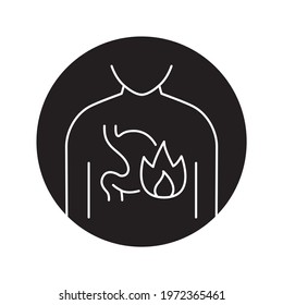 Heartburn сolor line icon. Pictogram for web page, mobile app, promo. UI UX GUI design element. Editable stroke.