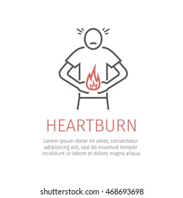 Heartburn Line Icon. Vector Illustration.