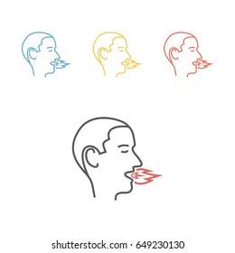 Heartburn line icon. Vector illustration