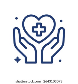 Heartcentered hands fostering wellbeing. Icon symbol illustration