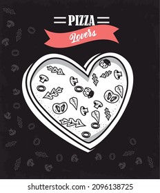 hearted pizza with ribbon poster