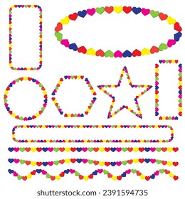 Hearten shape pattern. Hearten set. vector illustration. color full hearts. printing, textile. design elements. white background